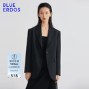 BLUE ERDOS西装女气质通勤职场羊毛混纺黑色休闲西服外套B235J1025 黑 M (165)