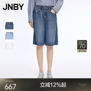 江南布衣（JNBY）【商场同款】26夏新品中裤莱赛尔牛仔阔腿短裤5Q5E11730 993/牛仔深蓝 S