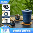 膳魔师（THERMOS）茶旅套装户外露营旅行茶具保温茶壶茶杯生日礼物TCMU-200LC 【升级涂层内胆】琉璃蓝