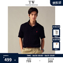 Teenie Weenie 小熊男装春夏新款短袖男复古老钱风休闲百搭绞花针织POLO上衣 藏青 M