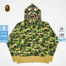BAPE女装26年春夏全拉链鲨鱼连帽卫衣开衫外套00115Q 绿色GRX M