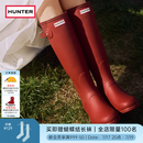 HUNTER雨靴户外露营女鞋惠灵顿经典英伦防水防滑骑士靴女长筒女靴高筒靴 哑光军红色/MLR 38
