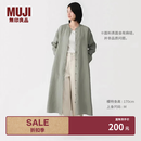 MUJI 女式 汉麻水洗 长袖衬衫连衣裙 女装裙子 26年春季 BC2R2A6S 烟熏绿色 S （155/80A）