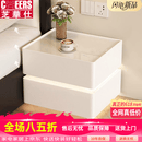 芝华仕悬浮智能床头柜轻奢新款现代简约卧室带指纹锁实木落地储物柜 【米白色】岩板款(进口岩板) 送感应灯带 整装(无需安装开箱即用) x 30x40x48cm