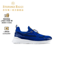 Stefano Ricci/史蒂芬劳.尼治男鞋  鳄鱼皮革舒适透气运动鞋跑鞋 蓝色 42