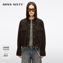MISS SIXTY2025冬季新款羊反绒面革外套女复古真皮短款外搭游牧风 深棕 S