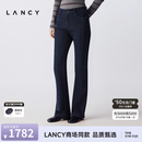 朗姿/LANCY冬新款简约百搭修身微喇棉感羽绒裤复古显瘦长裤女 潜望镜蓝色 2XL