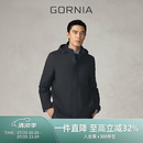 格罗尼雅（GORNIA）男士拉链连帽风衣纯色通勤商务休闲标准版风衣外套男GBW22342288 黑色 L