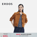 ERDOS 26早春小翻领麂皮挺括干练复古可露丽风女皮外套 枫叶棕 M 165/84A