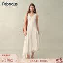 Fabrique拼接缎面提花波西米亚V领连衣裙 白色 S /P