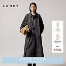LANCY朗姿【100%棉】2025年秋新款高级感系带中长款风衣外套女 星月灰色 L