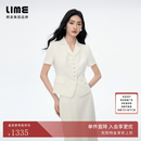 LIME朗姿/莱茵翻领珠扣短袖职业套装上衣半裙高阶通勤2026秋新款 米白色上衣 M