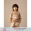 ERDOS KIDS鄂尔多斯童装圆领可爱小熊男女童针织衫羊绒衫 中驼 90 90cm 52