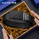 奥康（Aokang）2026新款潮流商务休闲百搭简约皮带男款真皮男士腰带头层牛皮裤带 B181枪扣黑带【带宽3.5】 120cm