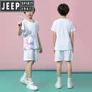 JEEP SPIRIT吉普儿童羽毛球服套装男童小学生比赛训练营队服定制运动羽毛球服 G715B白色+201白裤 2XS