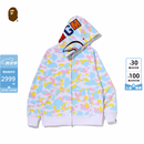BAPE男装26年春夏糖果迷彩全拉链鲨鱼连帽卫衣开衫外套X00515Q 白色WHX M 均码