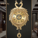 伊弥伊弥（EVEMI）现代轻奢黄纯铜钟表挂钟客厅别墅欧式摆钟高档装饰 富贵吉祥-天然贝壳-国际黄铜 20英寸以上