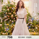 伊芙丽（eifini）【朱珠同款】伊芙丽透气苎麻短袖精致连衣裙赠腰带2026夏季新款 本白色 M 110-120斤