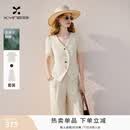 香影老钱风白色西装套装女2026夏季新款小西服淡人穿搭长裤两件套 鹭白 M