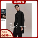 太平鸟男装【兰精天丝】羊毛大衣中长款冬双面呢子外套 深灰色批 L