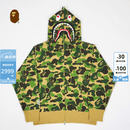 BAPE女装26年春夏全拉链鲨鱼连帽卫衣开衫外套00115Q 绿色GRX M