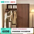 林氏家居复古橡木家用卧室实木衣柜2026新款衣橱家具移门柜子可可LH586D1