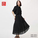 优衣库层叠长裙/常规款女装半身裙484820 09 黑色 XS