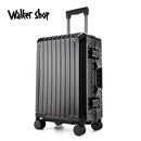 Walker Shop品牌行李箱【全铝镁合金】密码箱大容量静音万向轮商务出差旅行箱 金属黑 28英寸