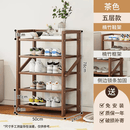 咏幻鞋架多层家用门口免安装小窄入户门出租房用宿舍小型2新款鞋柜 茶色5层长50-【免安装-可折叠】