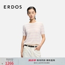 ERDOS 26早春圆领丝绒拉毛纱夹条短袖薄款女套衫羊绒衫 白 L 170/88A