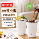 京东京造不锈钢水杯 马克杯 非一次性水杯套装家用汽车配色 珍珠白350ml*2