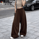 啄木鸟（TUCANO）美式复古弯刀裤女夏季2026新款高腰宽松显瘦设计感速干休闲阔腿裤 深咖色 S 建议80-100斤