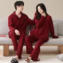 FUXINKANG结婚睡衣情侣两套装红色新婚喜庆一男一女秋冬季纯棉本命年家居服 Glq-66240 M -女【高150-160-重80-100】