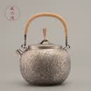 藏六造 银壶日本纯手工纯银鱼子纹烧水壶家用茶具纯银999煮水煮茶银壶 中号鱼子纹银壶900ml