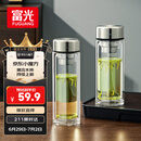 富光玻璃杯双层带茶隔大容量水杯 高档商务泡茶杯 高硼硅杯子500ml