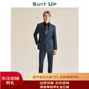 休塔【100%含羊毛】西服正装男士商务休闲英伦风新郎结婚礼服西装修身 靛青【上衣+裤子】 XL 【50A】 高品质