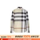 博柏利（BURBERRY）撞色大格纹府绸长袖衬衫 男款 米灰色 M 无原装礼袋礼盒