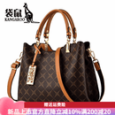 袋鼠品牌轻奢包女士手提包真皮520百搭斜挎包时尚女包大气妈妈包 深棕色
