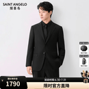 报喜鸟西服套装男装【澳洲羊毛/人生第一套】商务正装通勤西装西裤套装 A款（黑色抗皱) 46 A(170/92) /请备注腰围或裤子