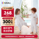 bebebus婴儿睡袋小风车春夏季薄款儿童分腿睡袋短袖宝宝防踢被 L码