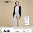 PORTS宝姿商场同款春季新品女装长袖中长针织开衫LD8K039LKW007 黑色 L