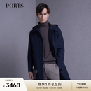 PORTS宝姿男装秋冬款简约连帽气质风衣外套MM9T002NWN019 NAVY BROWN XL
