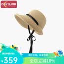 COYOJOR希遥家赫本风法式草帽女夏季防晒遮阳帽设计感可折叠海边度假绑带太阳帽 卡其色 可调节