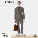 PORTS宝姿男装秋季咖色宽条纹西服MP9MJ004SWW049 深褐色 48 A