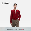 ERDOS【生肖系列】25秋冬圆领装饰绞花学院新年红外套女开衫羊绒衫 中世纪红 L 170/88A