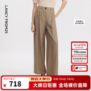 朗姿简约肌理垂坠感老钱风西裤随性休闲通勤直筒裤2026年夏季新款 浅米色小个子版 M