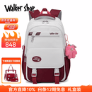 Walker Shop中小学生书包女孩初中生轻便减负高中大容量4-6-9年级双肩背包女 红配白【书包+补习袋+笔袋】三件套 默认