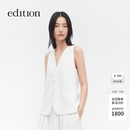 edition西装马甲女2026夏季新款镂空绣花天丝亚麻削肩无袖小西服 本白色 L