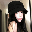 韩版复古褶皱马术帽女春夏户外显脸小百搭贝雷帽遮阳帽 赫本黑