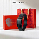 玛丽亚·古琦（MARJA KURKI）新款男士皮带商务正装头层牛皮腰带送礼自动扣裤带男生礼物PD3139 黑色-素面-生日礼盒 110cm